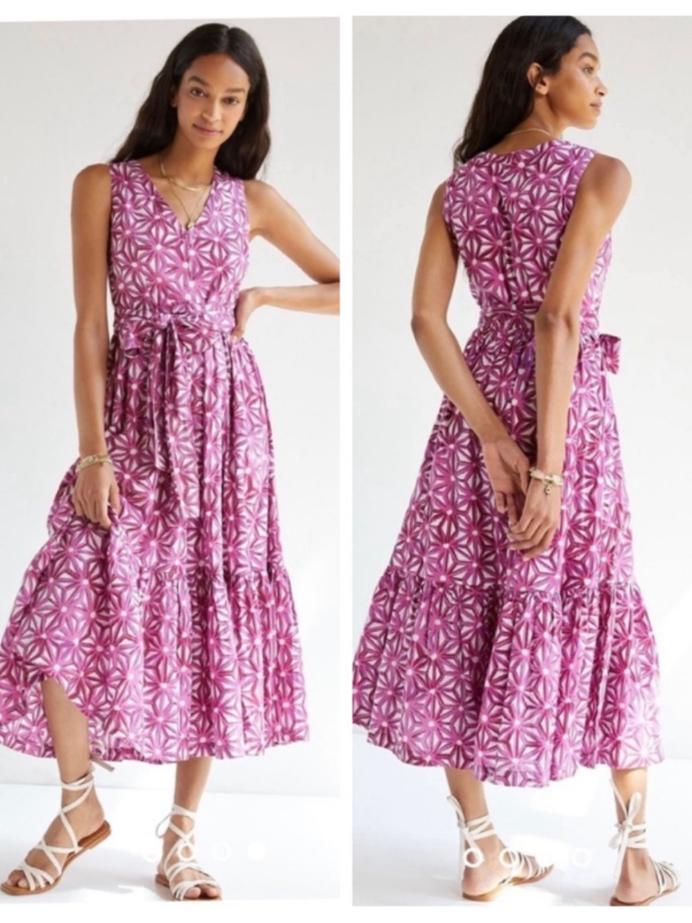 Ro's Garden The Mariana Floral Midi Dress In Raspberry Size M - Picture 16 of 16